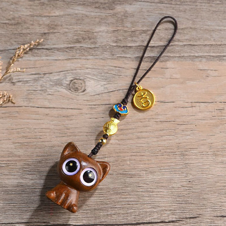 Schlüsselanhänger Winkekatze Sandelholz – Glück Green Sandalwood Cat Phone Hanging Decoration