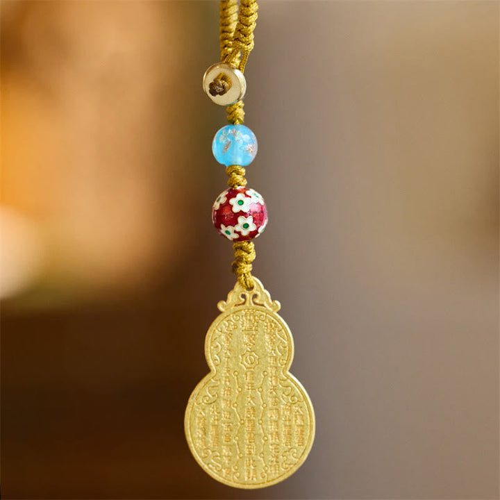 Schlüsselanhänger Wu Lou Sandelholz – Glück Gourd Fu Character Yellow Rope Key Chain