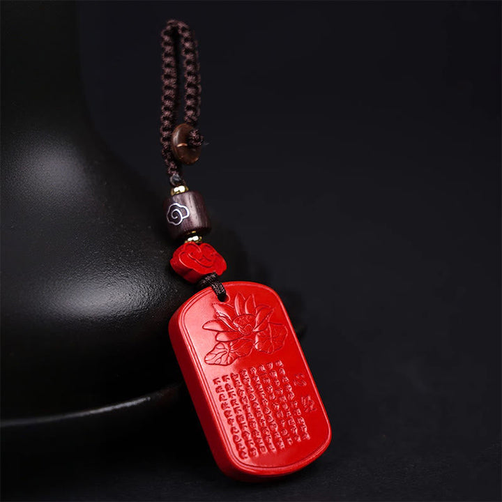 Schlüsselanhänger Zinnober Herz-Sutra Lotus Anhänger spirituell Glücksbringer Buddhismus