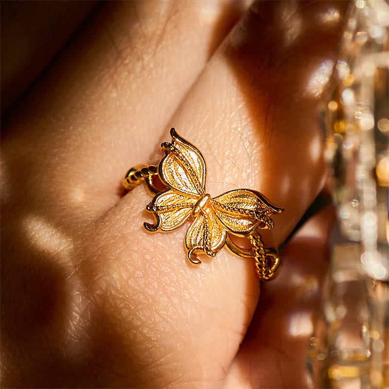 Ring Vergoldetes Messing Schmetterling Liebe elegant getragen Hand Schmuck