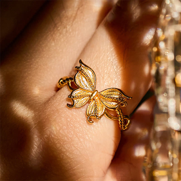 Ring Vergoldetes Messing Schmetterling Liebe elegant getragen Hand Schmuck