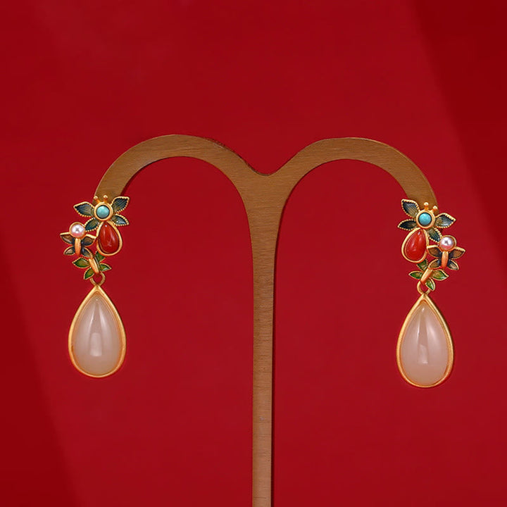 Ohrringe Jade Achat Schmetterling Tropfen Boho Schmuck spirituell Ohrhänger