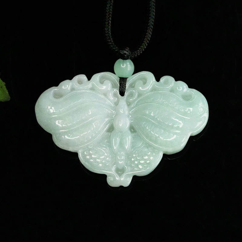 Jade Kette Schmetterling Wohlstand Anhänger grüne Jade Naturstein