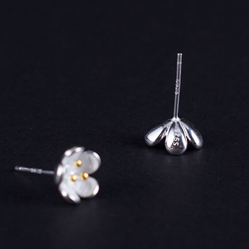 Ohrringe Sterlingsilber Goldene Staubblätter Blüten Boho Schmuck spirituell Ohrstecker