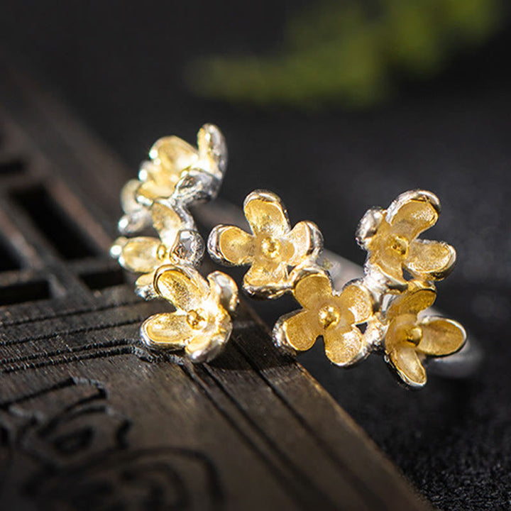 Ring 925 Silber Osmanthusblüte Golden Flower Schmuck Thai Design