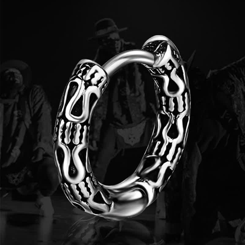 Ohrringe Titanstahl Retro-Muster Silber Boho Schmuck spirituell Ohrhänger