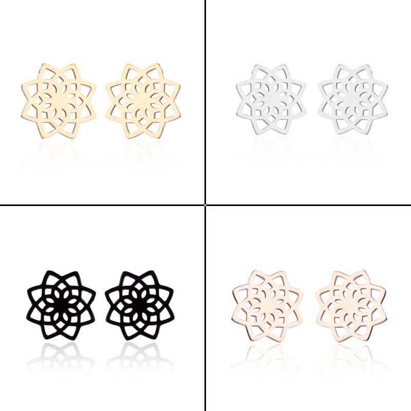 Ohrringe Lotus Tibetisch Neubeginn Mandala Ohrstecker vier Farben spirituell