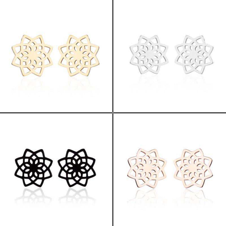 Ohrringe Lotus Tibetisch Neubeginn Mandala Ohrstecker vier Farben spirituell