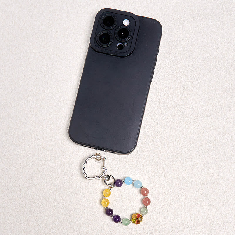 Bunter Schlüsselanhänger Edelstein Blume Smartphone Anhänger Regenbogen Perlen spirituell
