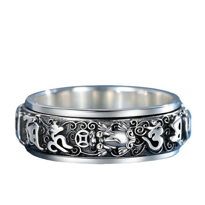 Pixiu Ring aus Kupfer mit Om Mani Padme Hum Gravur Feng Shui