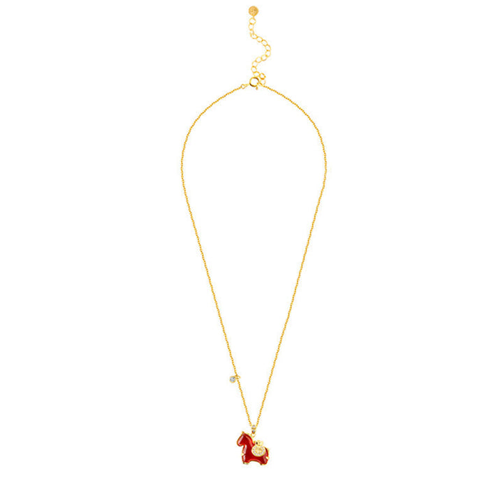 Goldene Kette Rotachat roter Pferdeanhänger Fu-Zeichen Schmuck