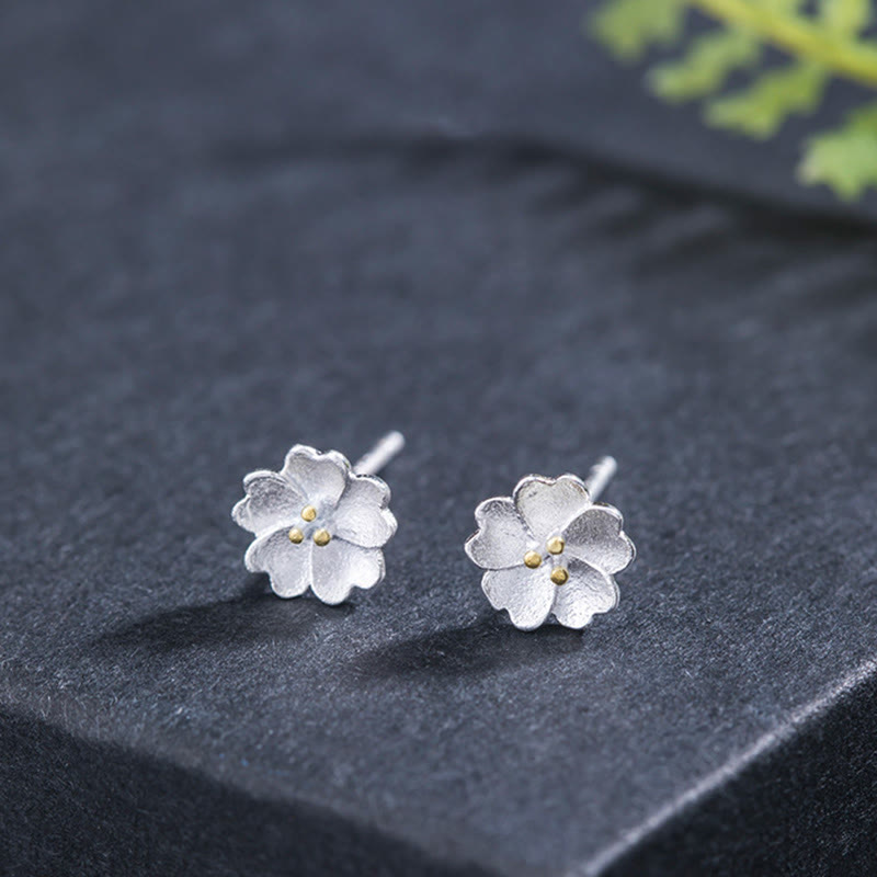 Ohrringe Silber Kirschblüte Ohrstecker Boho Schmuck spirituell Blüte zart