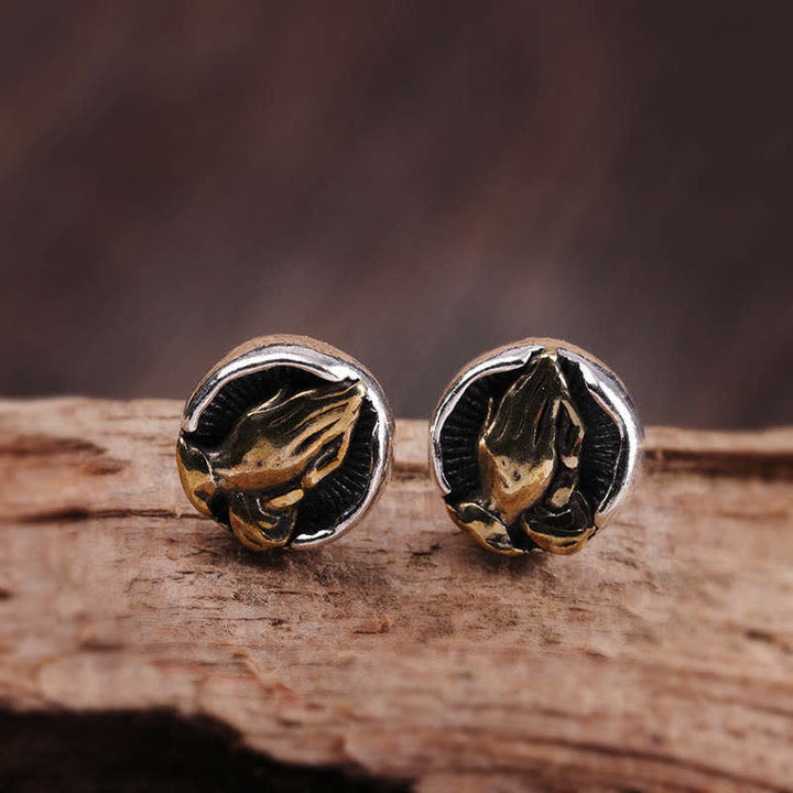 Namaste Ohrringe Sterlingsilber betende Hände Boho Schmuck spirituell Ohrstecker