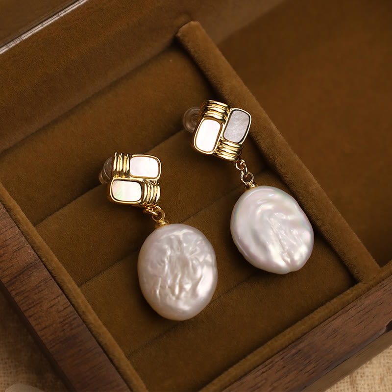 Ohrringe Barockperle Silber Gold Perlmutt Schmuckschatulle Boho elegant Ohrhänger