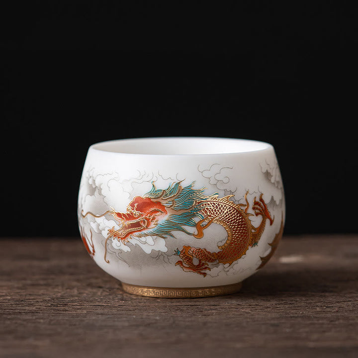 Schöne Teetassen Drachen Phönix Koi Keramik Deko