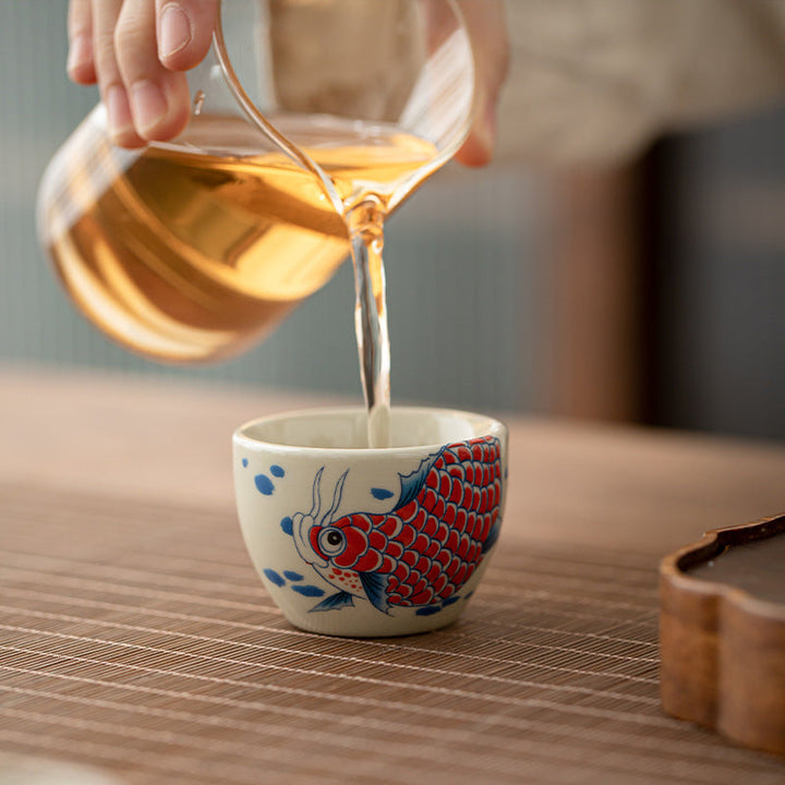 Schöne Teetassen Koi Arowana Pfingstrose Keramik Geschenk