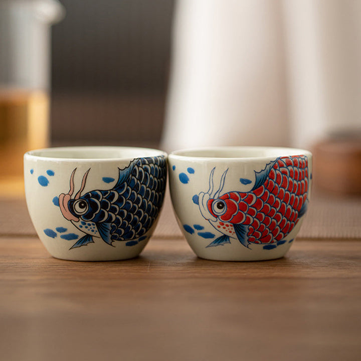 Schöne Teetassen Koi Arowana Pfingstrose Keramik Matcha