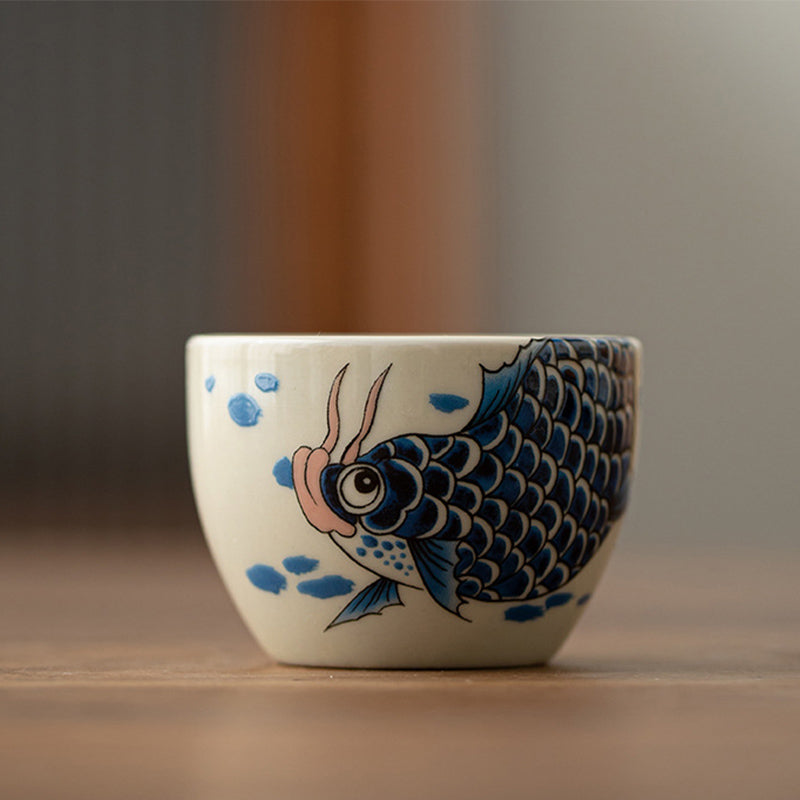 Schöne Teetassen Koi Arowana Pfingstrose Keramik Teezeremonie