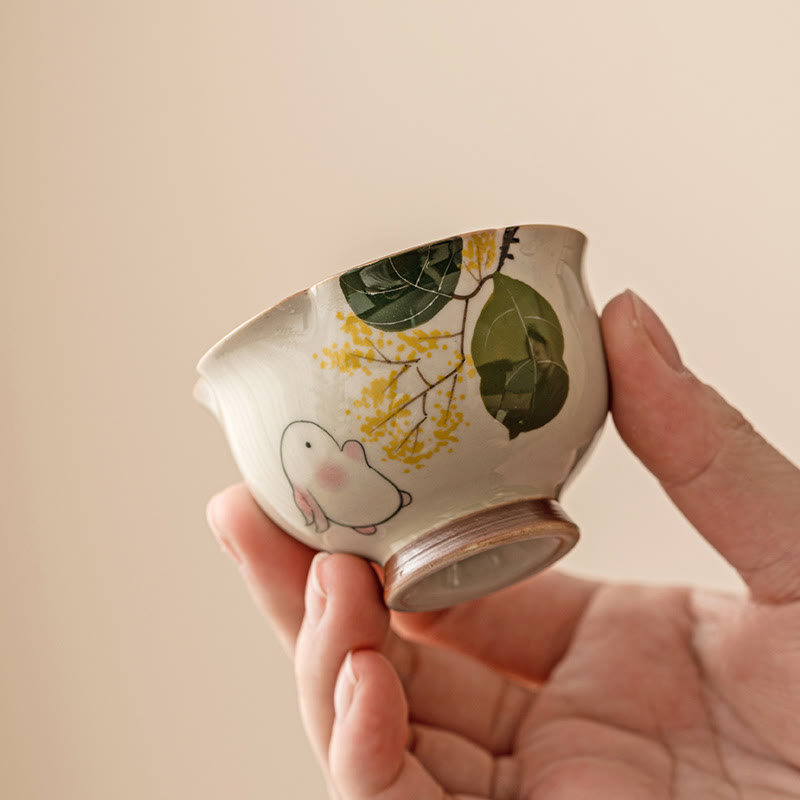 Schöne Teetassen Osmanthus Hase Keramik Gaiwan