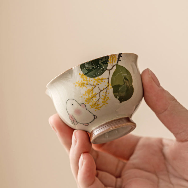 Schöne Teetassen Osmanthus Hase Keramik Gaiwan