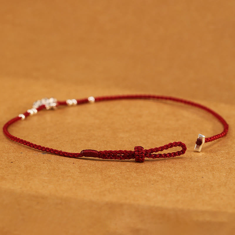Rotes geflochtenes Armband 925 Silber Kupfer Schutz Stärke handgefertigt Schmuck