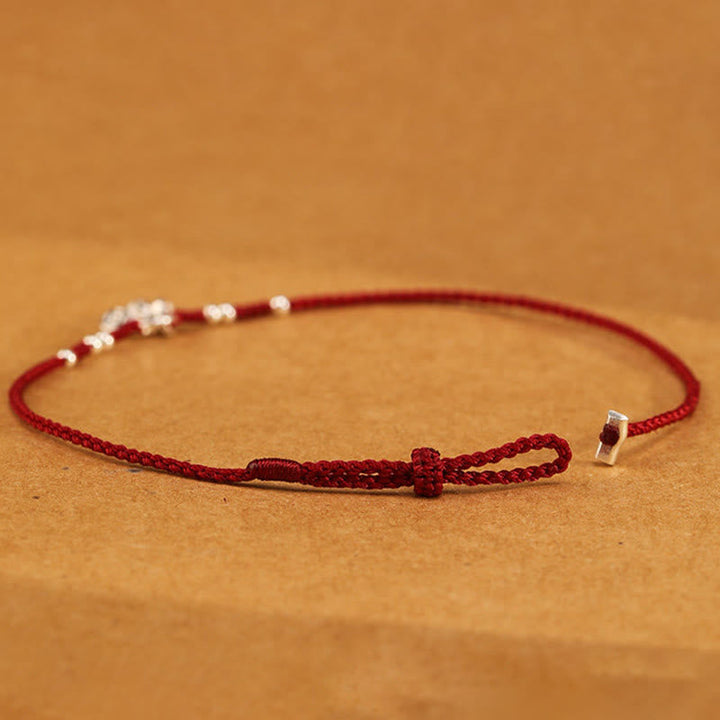 Rotes geflochtenes Armband 925 Silber Kupfer Schutz Stärke handgefertigt Schmuck