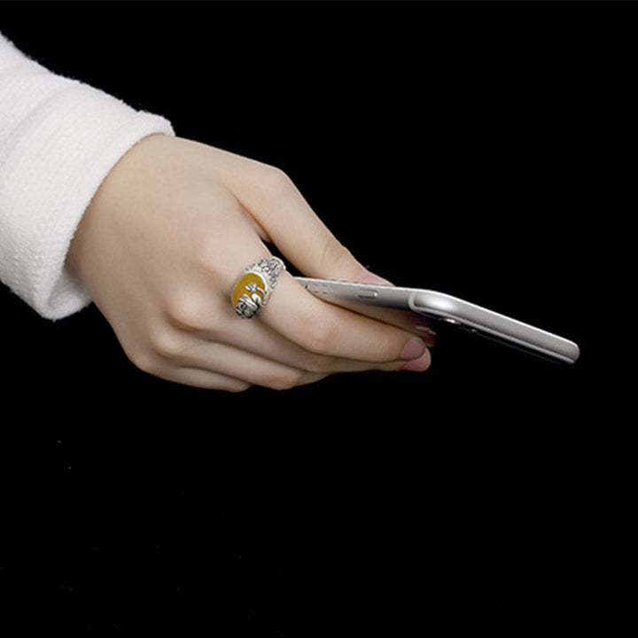 Ring Citrin Lotus Segen Schutz elegant getragen Fengshui Kupfer