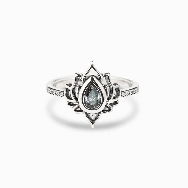 Ring 925 Silber Lotus Zirkon Design Segen Schutz Energie