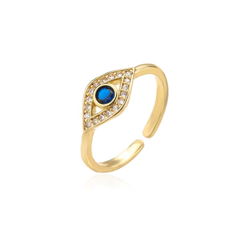 Ring Kupfer Böser Blick mit blauem Stein Schutz Segen Glück