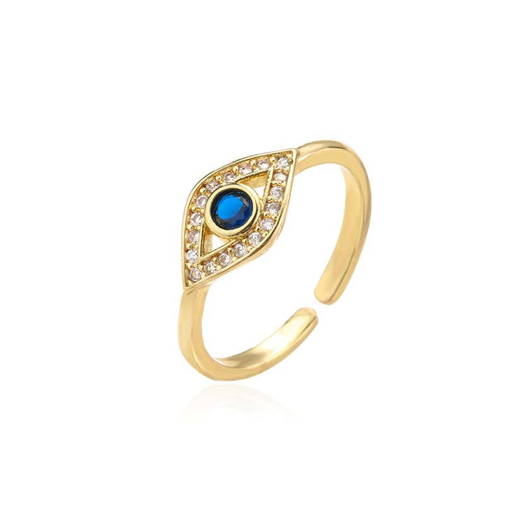 Ring Kupfer Böser Blick mit blauem Stein Schutz Segen Glück