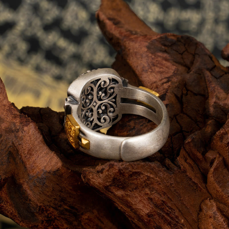 925 Silber Ring mit Dzi Stein für Wohlstand und Schutz Zakiram