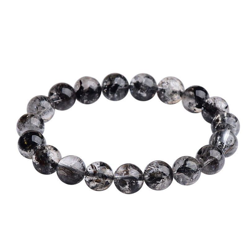 Armband Herkimer Diamant Schutz Meditation schwarze Perlen Edelstein Schmuck