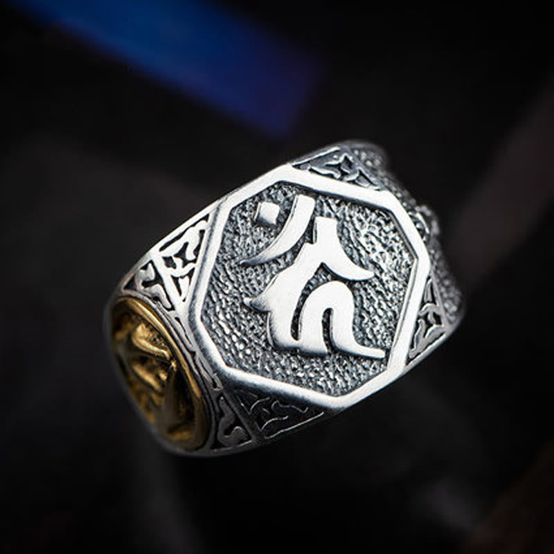 Ring 925 Silber Sanskrit-Design OM Mantra Schutz Glück Fingerring