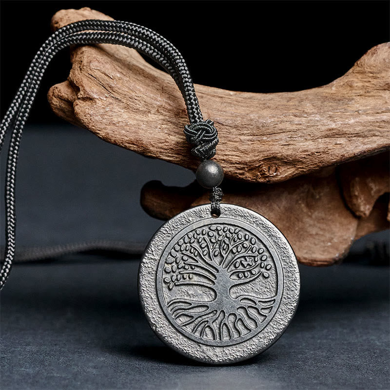 Silber Kette Shungit Lebensbaum – Schutz Naturstein Anhänger Schmuck