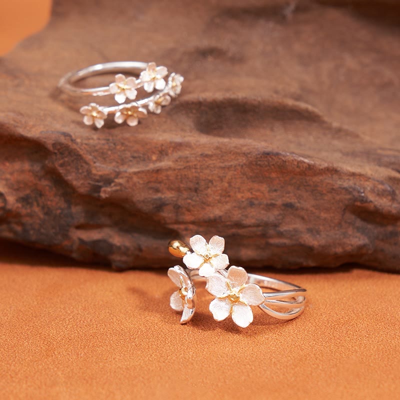 Ring 925 Silber Irisblüte Blütendesign auf Stein Schutz Glück