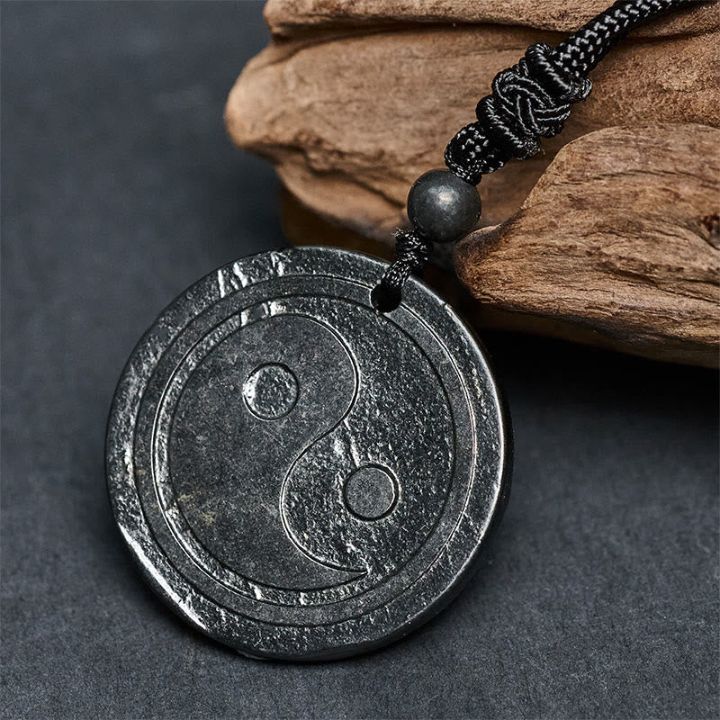 Yin Yang Kette Shungit Naturstein Geschnitzt Schutz Anhänger