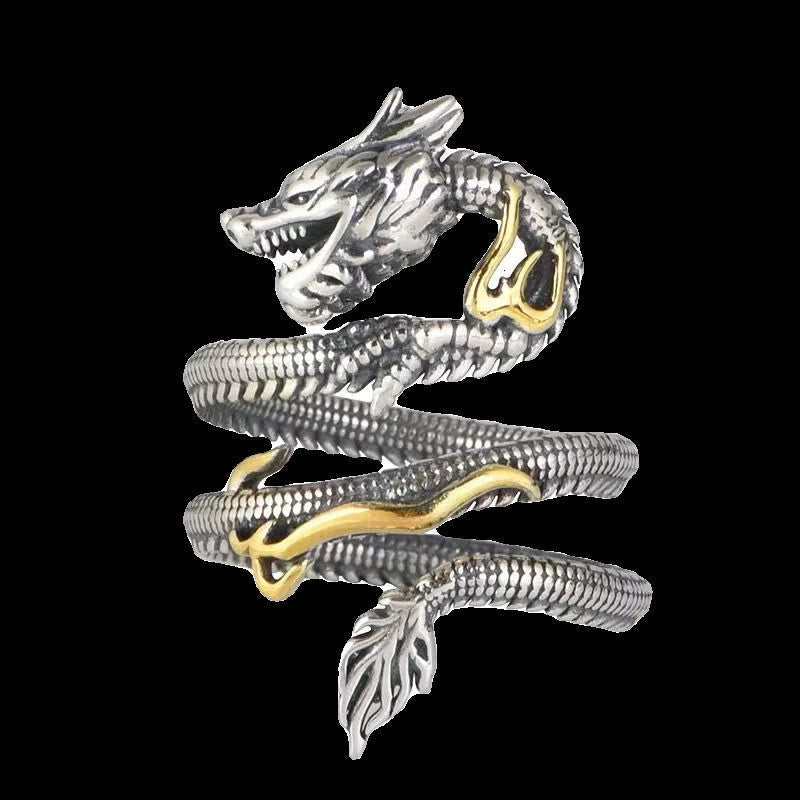 Ring Drachen – Schutz aus Silber Gold Feng Shui Energie Glück