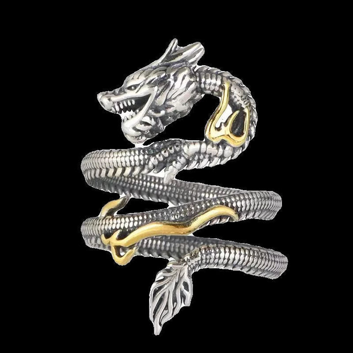Ring Drachen – Schutz aus Silber Gold Feng Shui Energie Glück