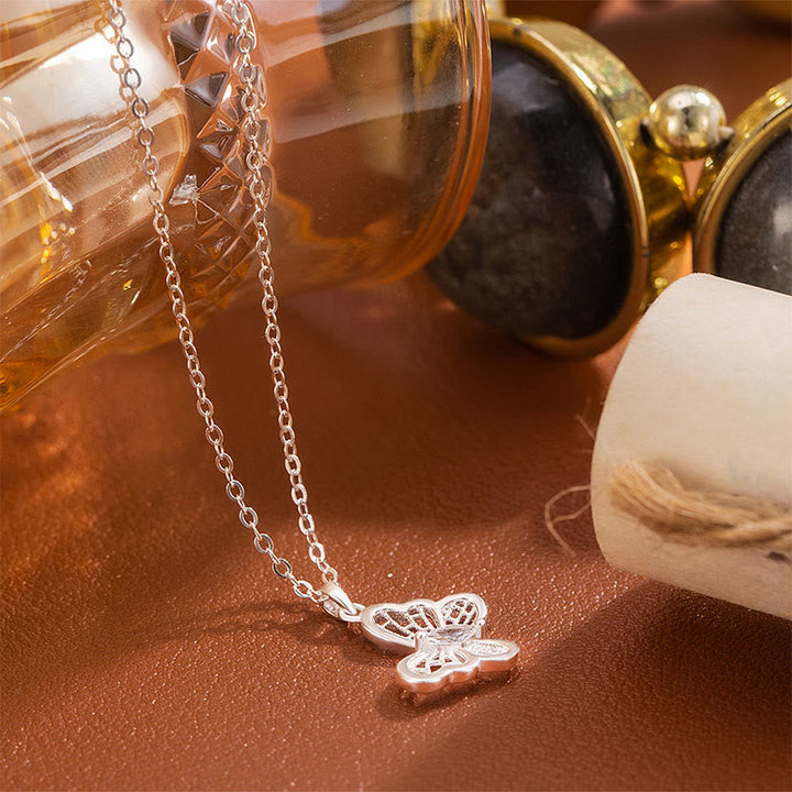 Silberkette mit glänzendem Schmetterling Anhänger aus Sterlingsilber Schutz