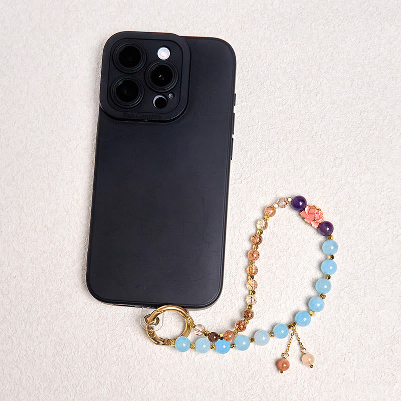 Schlüsselanhänger Super Seven Kristall – Schutz Perlen Handy Charm spirituell