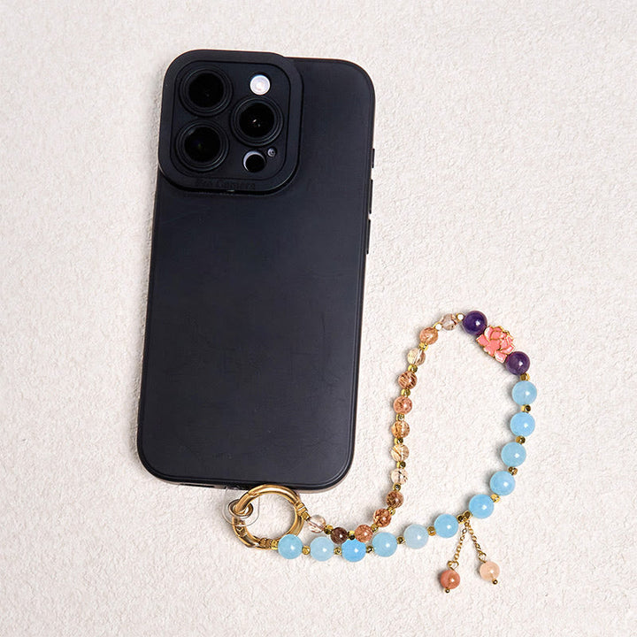 Schlüsselanhänger Super Seven Kristall – Schutz Perlen Handy Charm spirituell