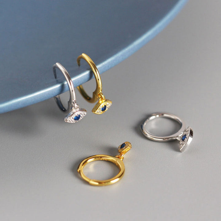 Evil Eye Ohrringe Silber Gold Creolen Schutz Segen spirituell Schmuck