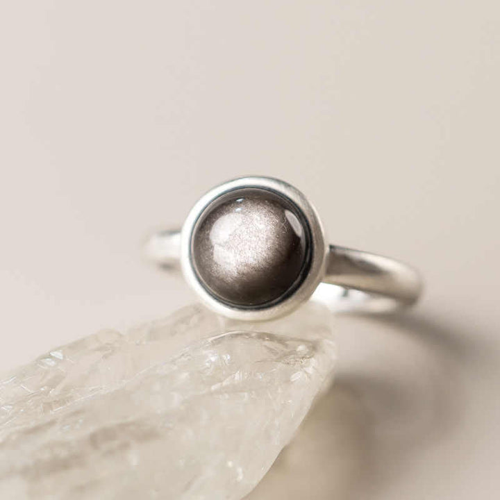Ring 925 Silber Obsidian Schutz Glück Harmonie Energie