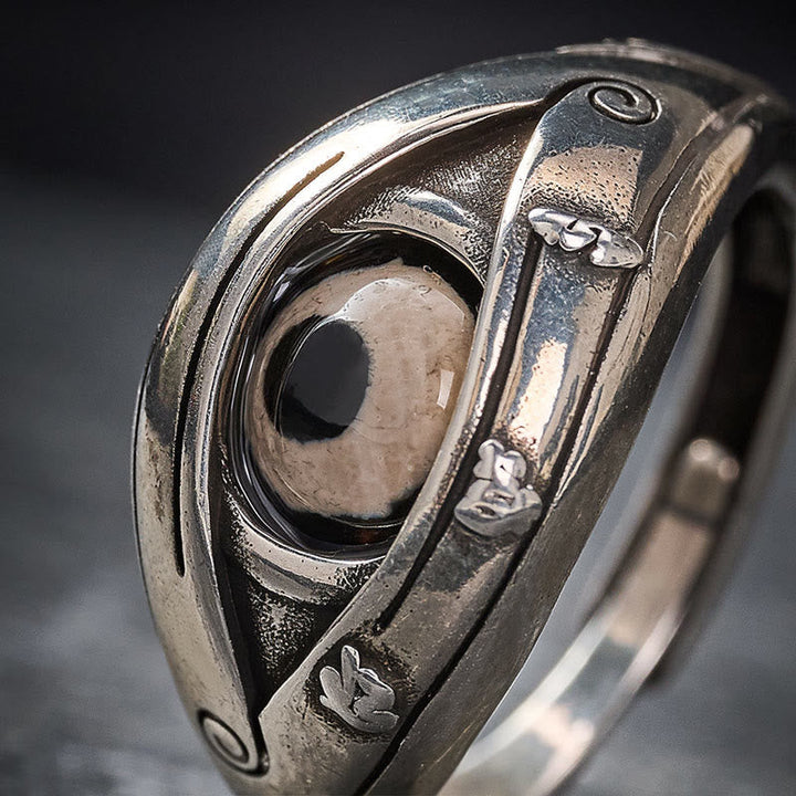 Kupfer Ring mit Dzi Böses Auge Schutz Drachen Fengshui Glück