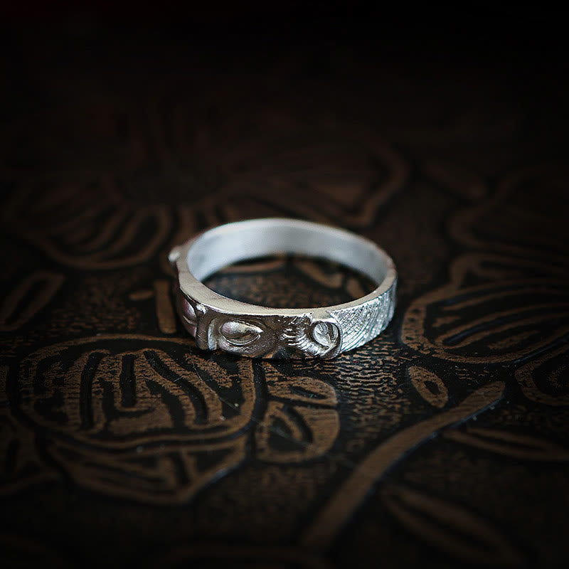 Ring 999 Silber Buddhaauge Schutz Fengshui Glück Kraft