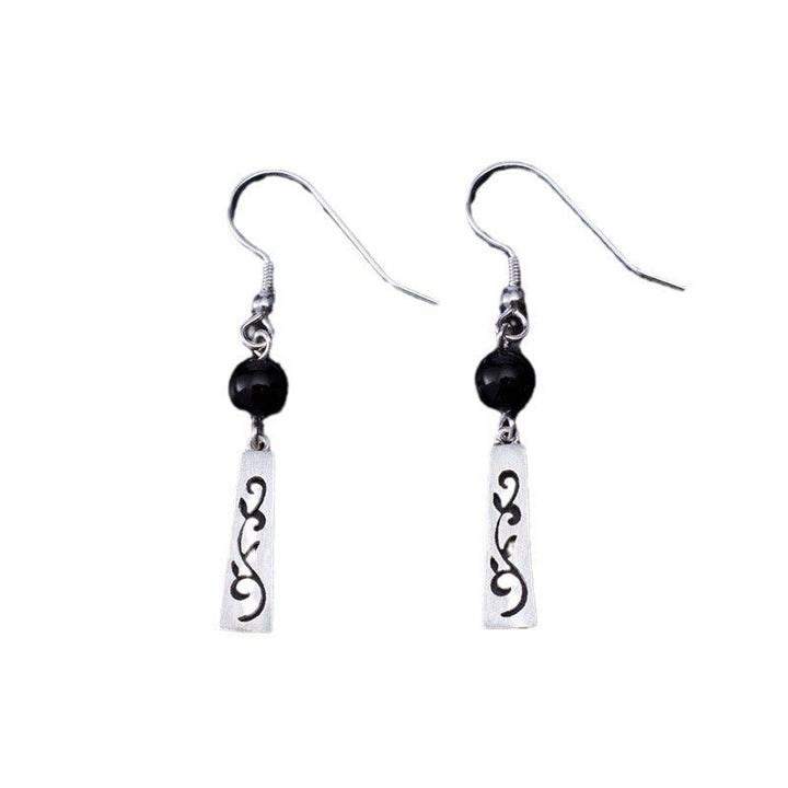 Ohrringe Schwarzer Onyx Ranke – Schutz Silber Boho Schmuck spirituell Ohrhänger