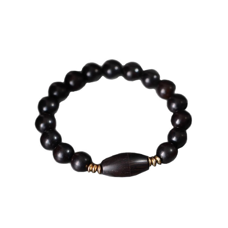 Armband Ebenholz – Schutz & Segen mit Holzperlen und goldenen Akzenten