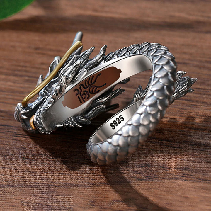 Drachen Ring 925 Silber orientalisches Design Glück Schutz Stärke Kraft