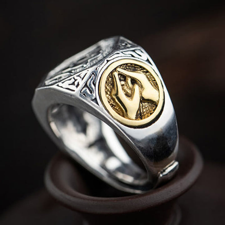 Ring 925 Silber Sanskrit-Design Pixiu Schutz Glück Energie