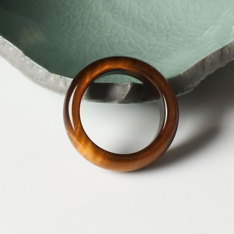 Tigerauge Ring braun poliert Stärke Schutz Energie Fengshui Schmuck